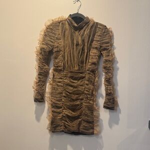 AKIRA Black and Gold Ruffled Dress